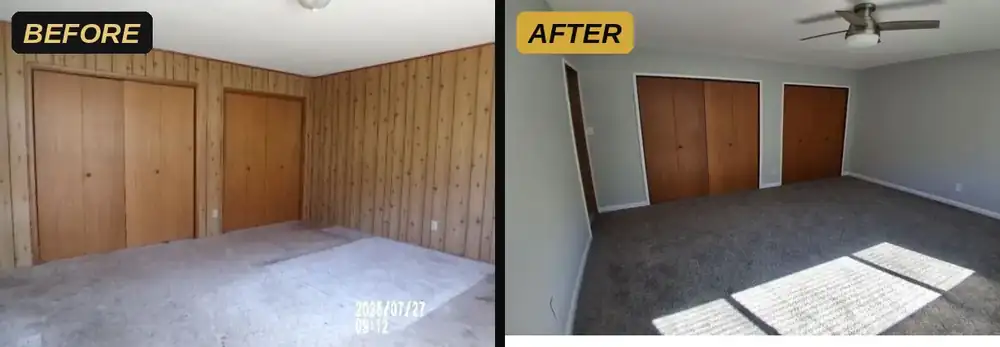 Kelseyville, CA bedroom before and after renovation